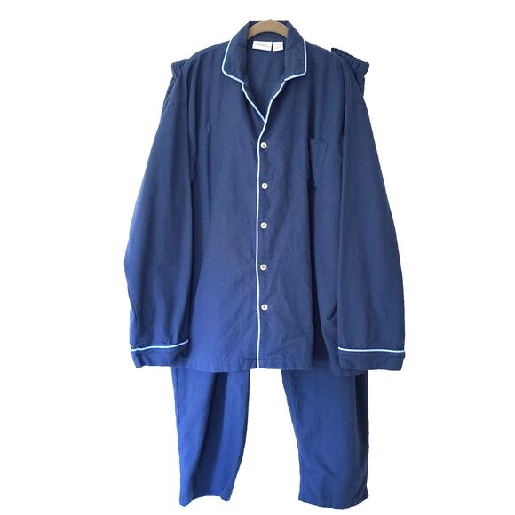 Vermont Country Store Pajama Set Mens 3X Blue Portuguese Cotton Flannel Cozy PJs - Picture 2 of 16